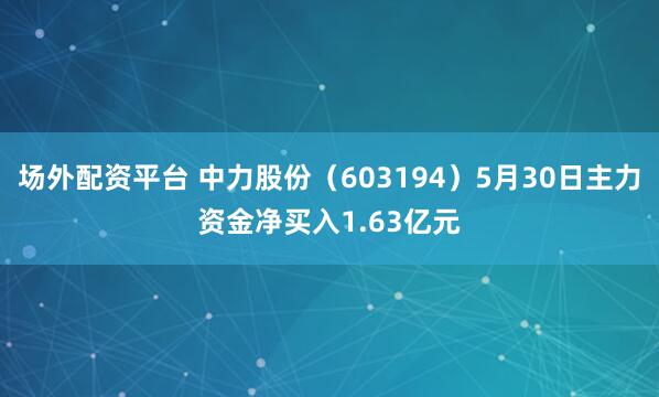 场外配资平台 中力股份（603194）5月30日主力资金净买入1.63亿元